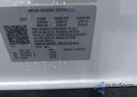 2024 Acura Zdx A-Spec z USA, uszkodzony, nr VIN 4W5KHNRL4RZ518443